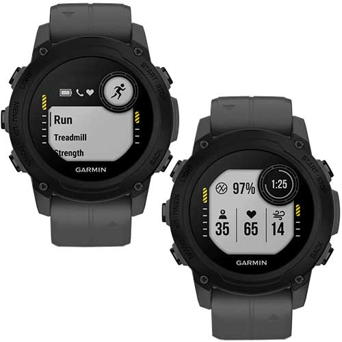 Fonctions multi-sport, bien-être et sécurité de la montre de plongée connectée GPS Descent G1 Garmin noir