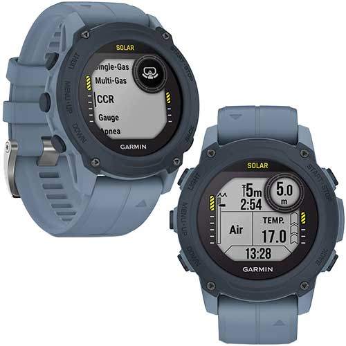 Modes de plongée et fonctionnalités de la montre de plongée connectée GPS Garmin Descent G1 Solar Bleu